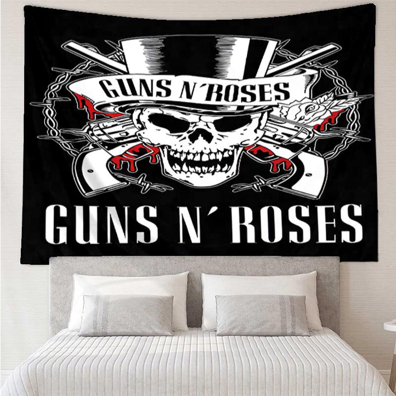 Guns Roses Fire Logo Tapestry, Unique Design Tapestry, Wall Decor for Bedroom,Livingroom, Playroom,Heartwarming Fan Holiday Gifts