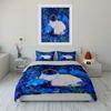 Blue Pumpkin Cat Art Decor Bedding Set with 1 Duvet Cover 2 Pillowcases Single Double King Queen, Gift