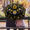 Bee Flower  Pattern, Automatic Folding Umbrella, Portable and Foldable Design, 8 Ribs, a Christmas or Birthday Gift.