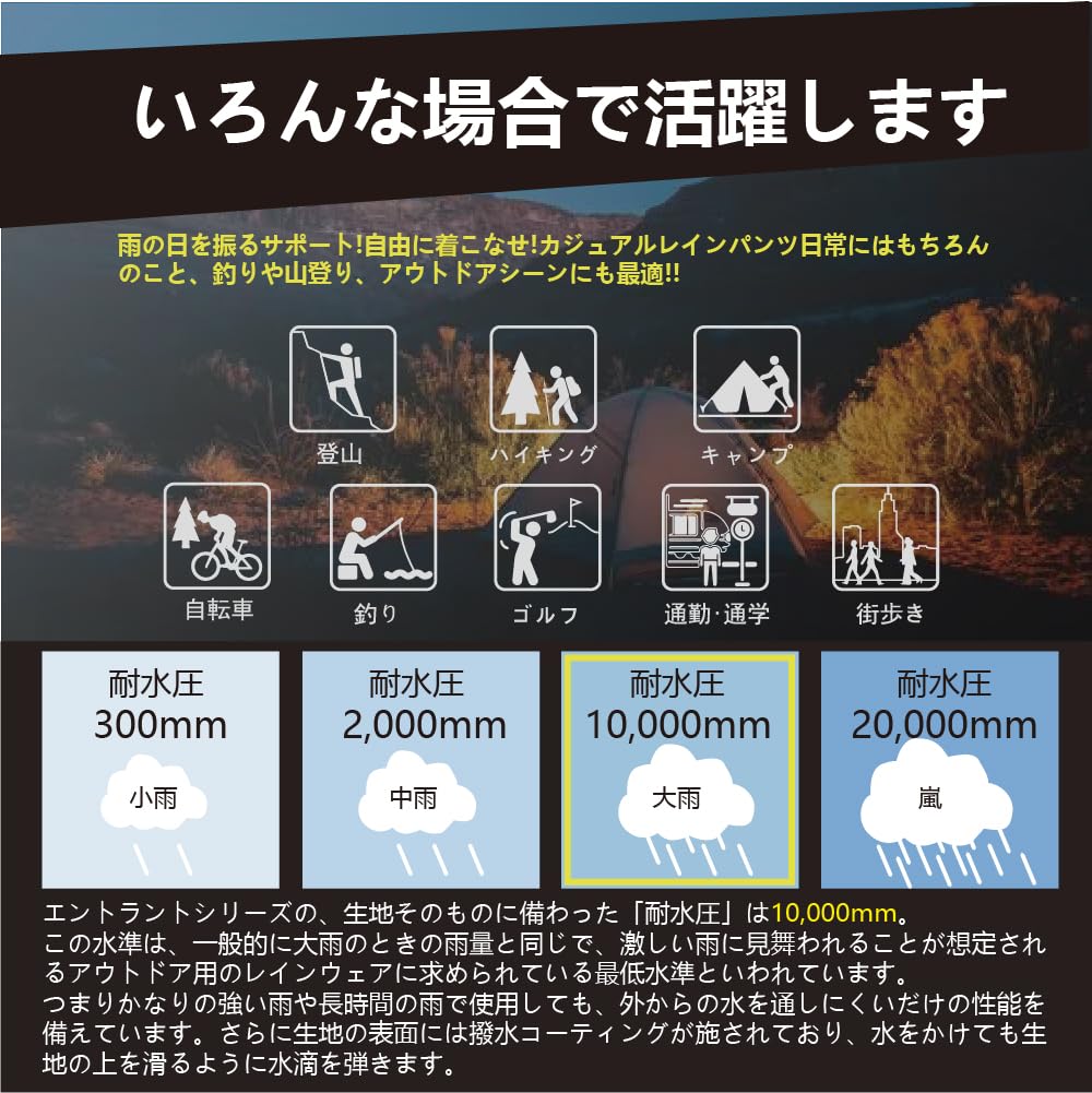 [TopKylin] Men's Waterproof Rain Suit, Breathable Windproof Jacket & Pants Set for Golf, Outdoor, Cycling, Fishing, Work, Commuting, Size 2XL