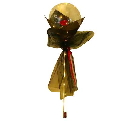 Luminous Balloon Rose Bouquet Transparent Ball Bouquet Valentines Day Gifts with Gauze Paperboard