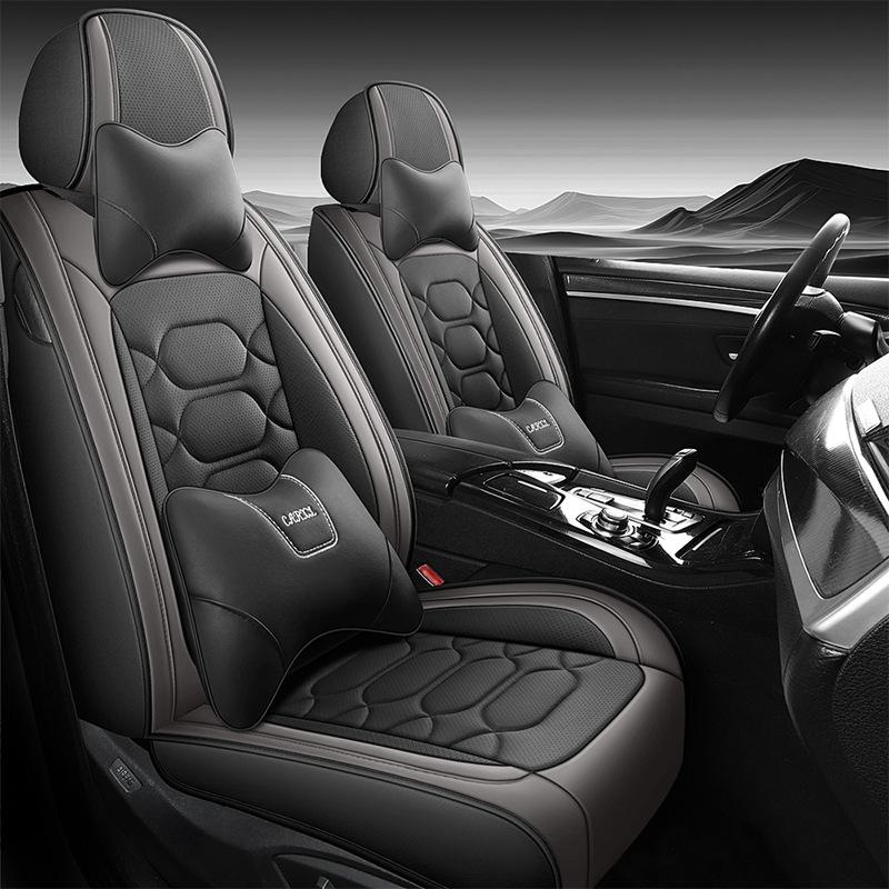 New 1PC Luxury Universal 5D PU Leather Front Seat Cover Car Seat Mat Waterproof Car Seat Protector Breathable(Only Seat Cover)
