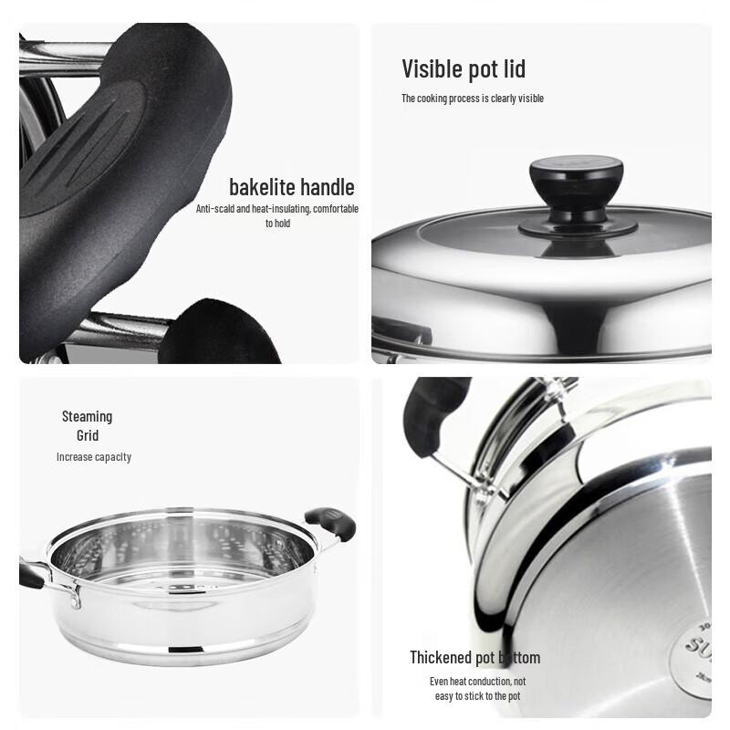 Supor 304 Edelstahl Doppelschichtdampfgarer