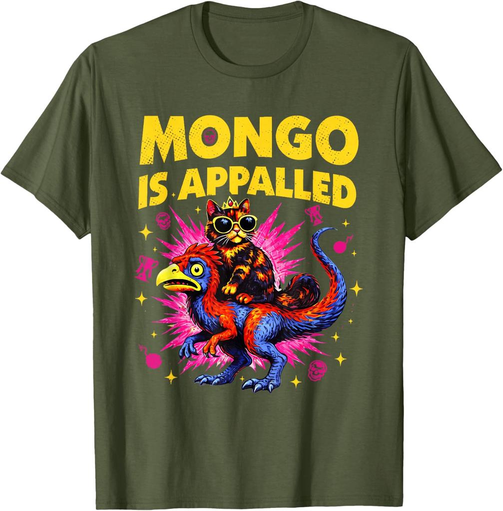 Mongo Is Appalled Funny Cat Riding Dinosaur Meme Unisex T-Shirt 2