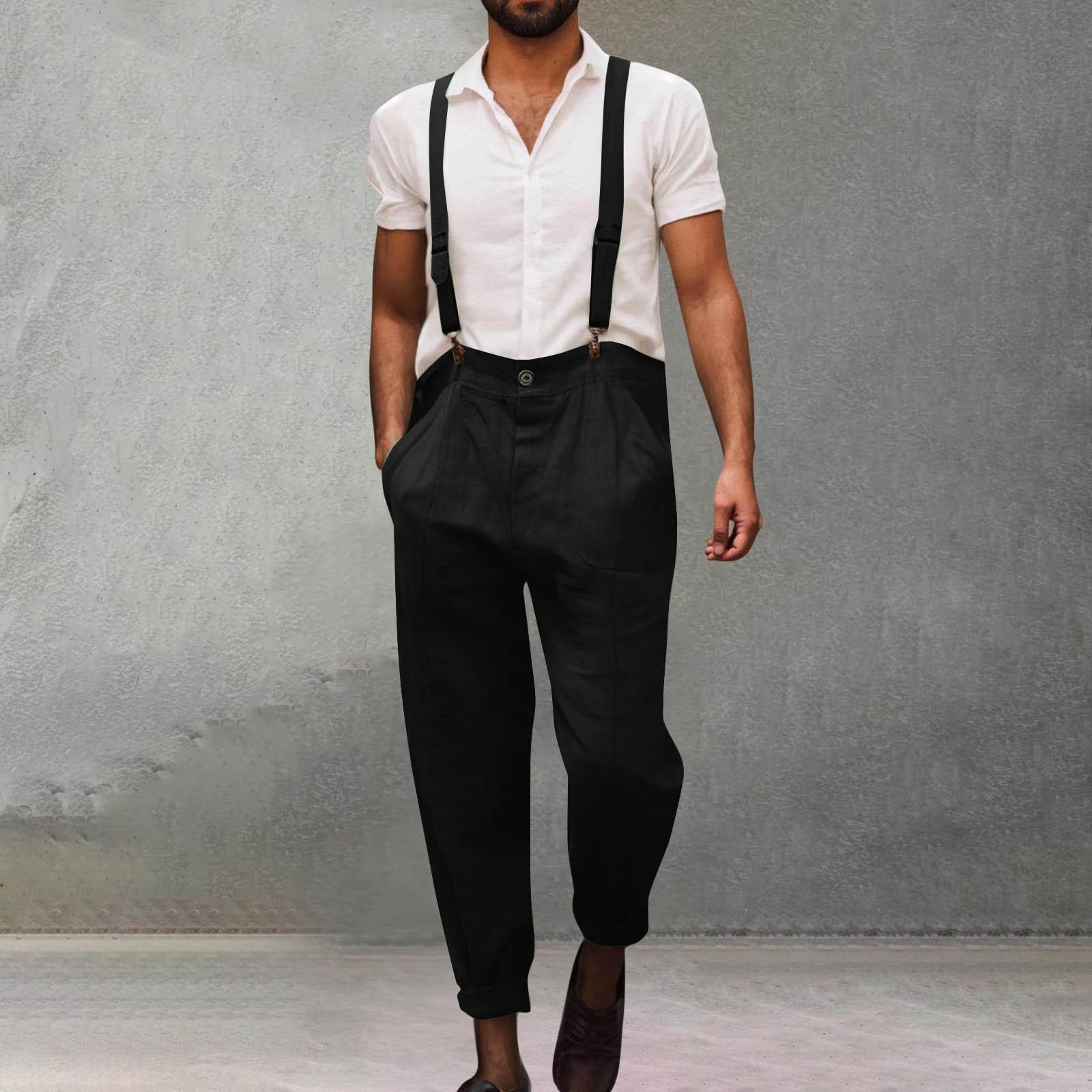 

Чоловічий праний бавовняний різнокольоровий комбінезон XL чорний