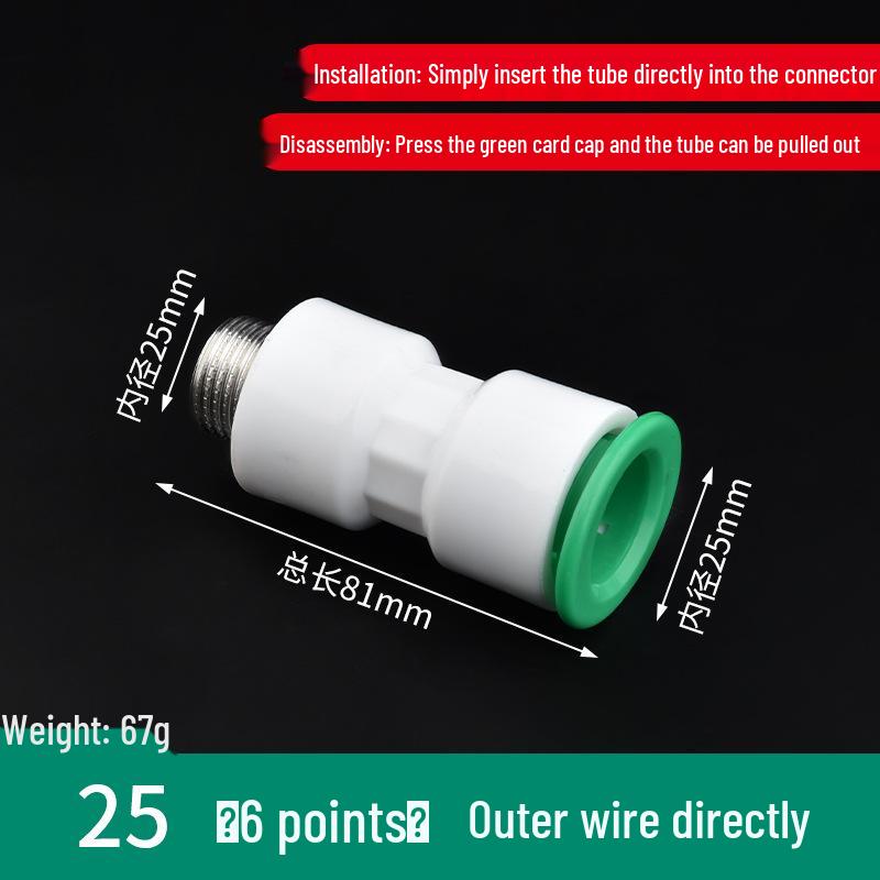 PPR Water Pipe Quick Connector, 4 & 6 Points, No-Melt, Direct Plug-In, 20/25 PE for Cold/Hot Water