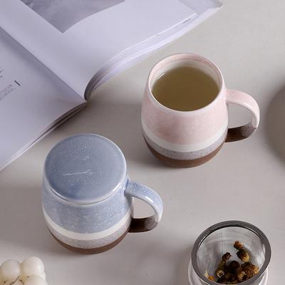 Tee-Trennkessel-veränderte Teetasse Große Kapazität Frühstück Büro mit Deckel Wasserbecher Keramik-Kaffeetassen Bierkrüge Trinkgeschirr