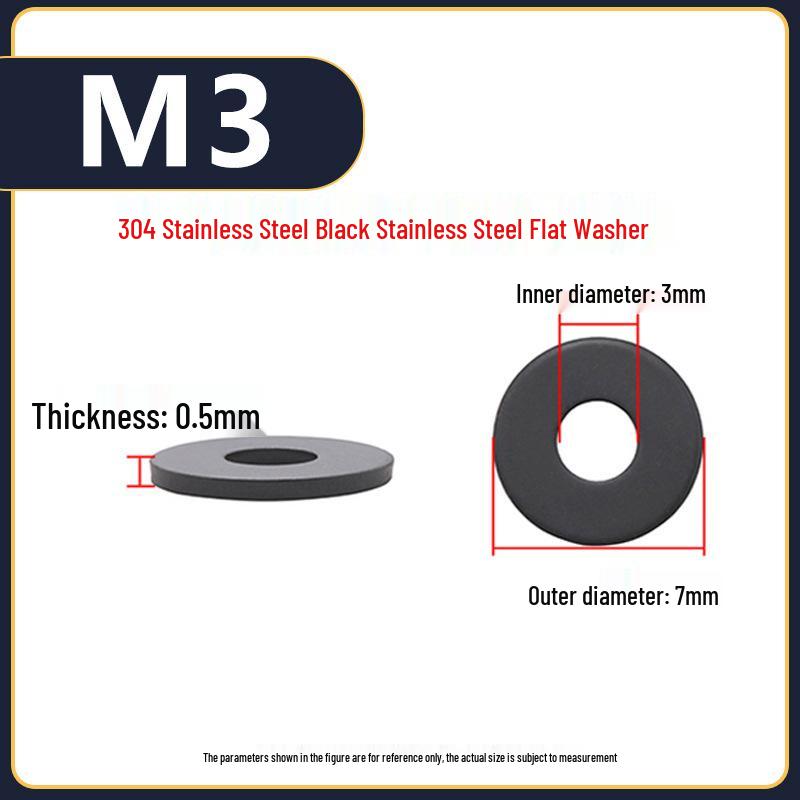 Yigu Yigu Stainless Steel Black Gasket Washer M3M4 Flat Screw Washer