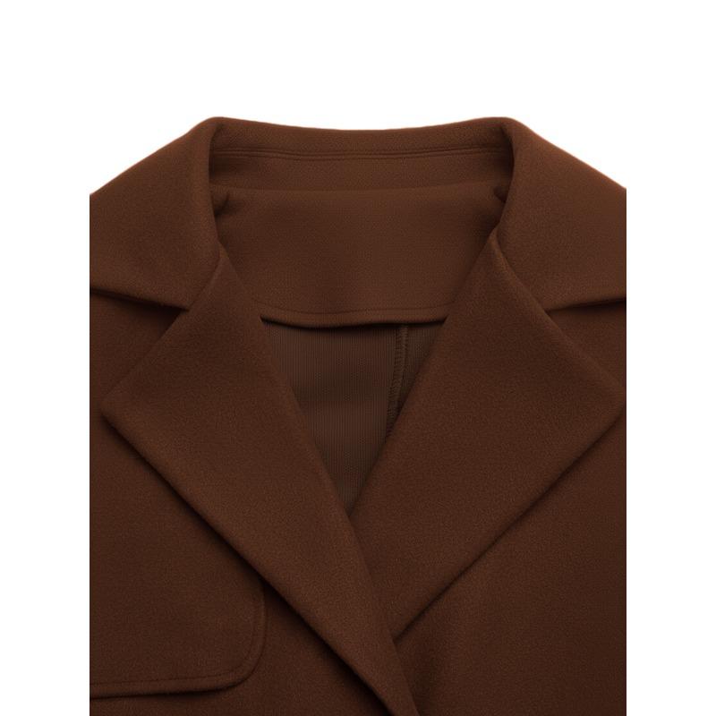 YYFS Moda damska Casual Jednokolorowe nadruki Jesienno-zimowe kurtki i płaszcze z długim rękawem i dekoltem POLO