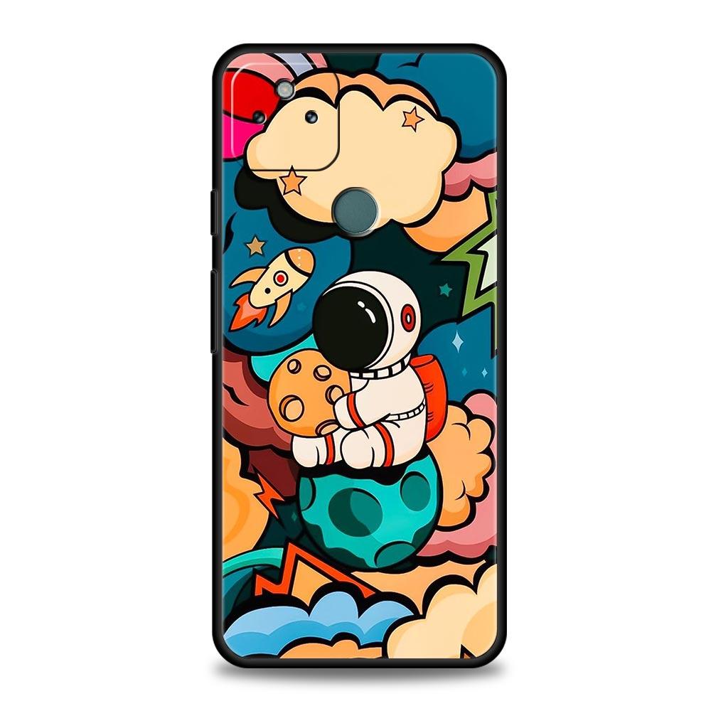 Cartoon Cute Cosmonaut Phone Case Cover for Google Pixel 10 9 8 7 6 9A 8A 7A 6A Pro Shockproof Soft TPU 9 Pro XL Shell Capas Bag