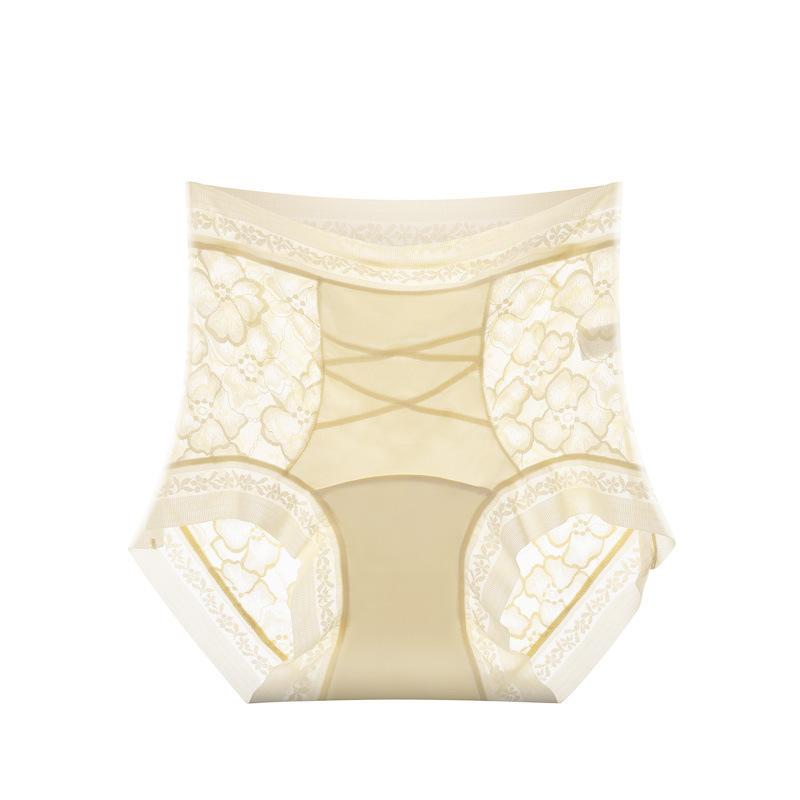 Ladies Summer Sexy Lace 7A Antibacterial Mulberry Silk Crotch Satin Streaky Light Plastic No Trace Breathable Briefs