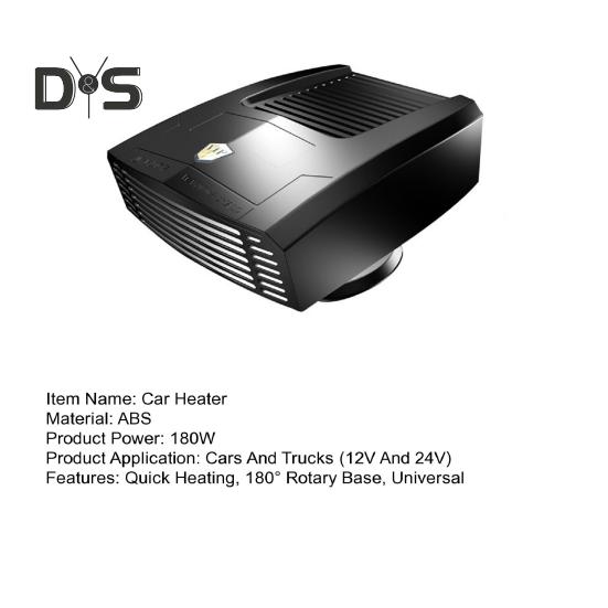 Auto-Heizung, 12 V/24 V, 180 W, schnelles Aufheizen, Kühlgebläse, 180° drehbarer Sockel, universeller SUV, LKW, Auto, tragbare Raumheizung, Kühler, Windschutzscheiben-Entfroster