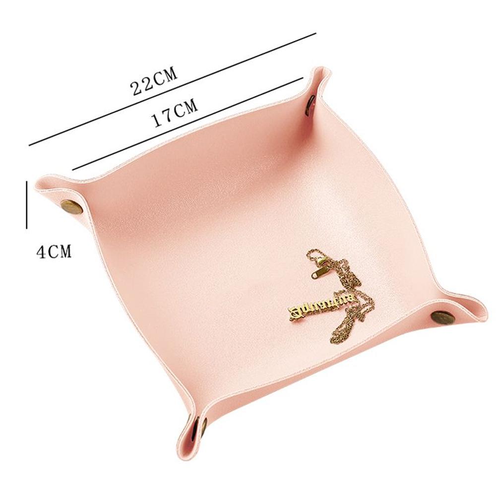 

Desktop Storage Tray PU Leather Key Jewelry Cosmetic Home Decoration Tray Wallet Coins PU Leather Folding Storage Basket рожевий