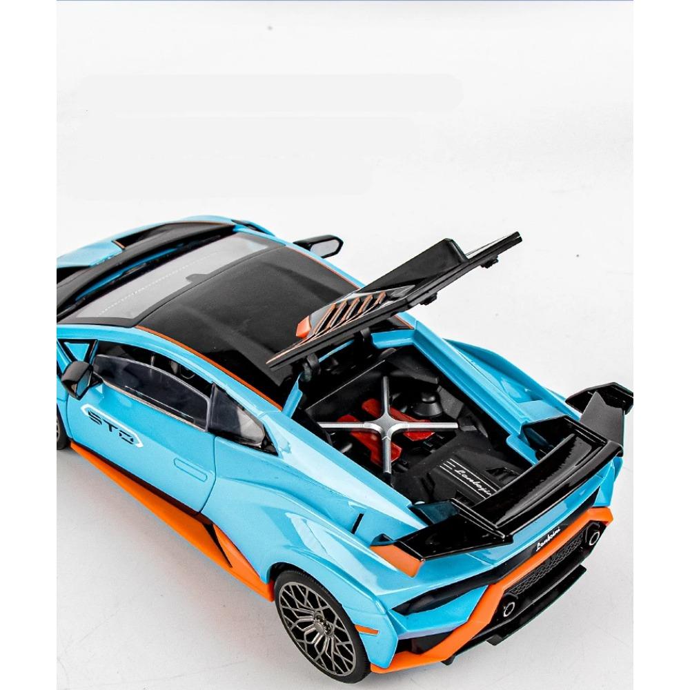 1/24 Lamborghini HURACAN STO Alloy Sports Car Model Diecast Metal Toy Racing Car Model High Simulation Collection Sound and Light Kids Gifts