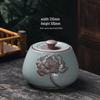 Elegant Lotus & Egret Ceramic Sealed Tea Caddy