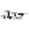 TEFAL G721SD74 Batterie de cuisine 13 pièces, Induction, Acier inoxydable + revêtement antiadhésif, Poêle, Casserole, Opti'Space