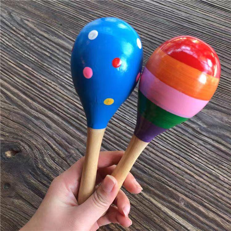 

2Pcs Wooden Maracas Kids Baby Rattles Egg Shaker Sand Hammer Toy Sets Noisemakers For Party Favors Carnivals Festival Birthday Gifts