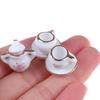 8Pcs 1/12 Dollhouse Miniature Dining Ware Porcelain Tea Set Dish Cups