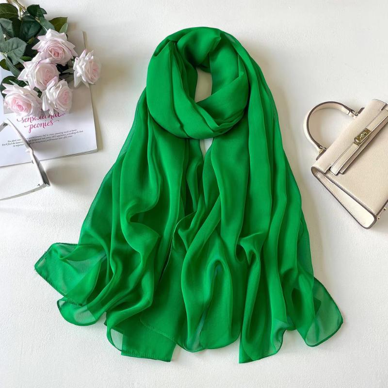 Solid Color Headscarf Silk Scarf Thin Large Scarf Travel Sun Protection Decorative Shawl Linen Plain Scarf Versatile