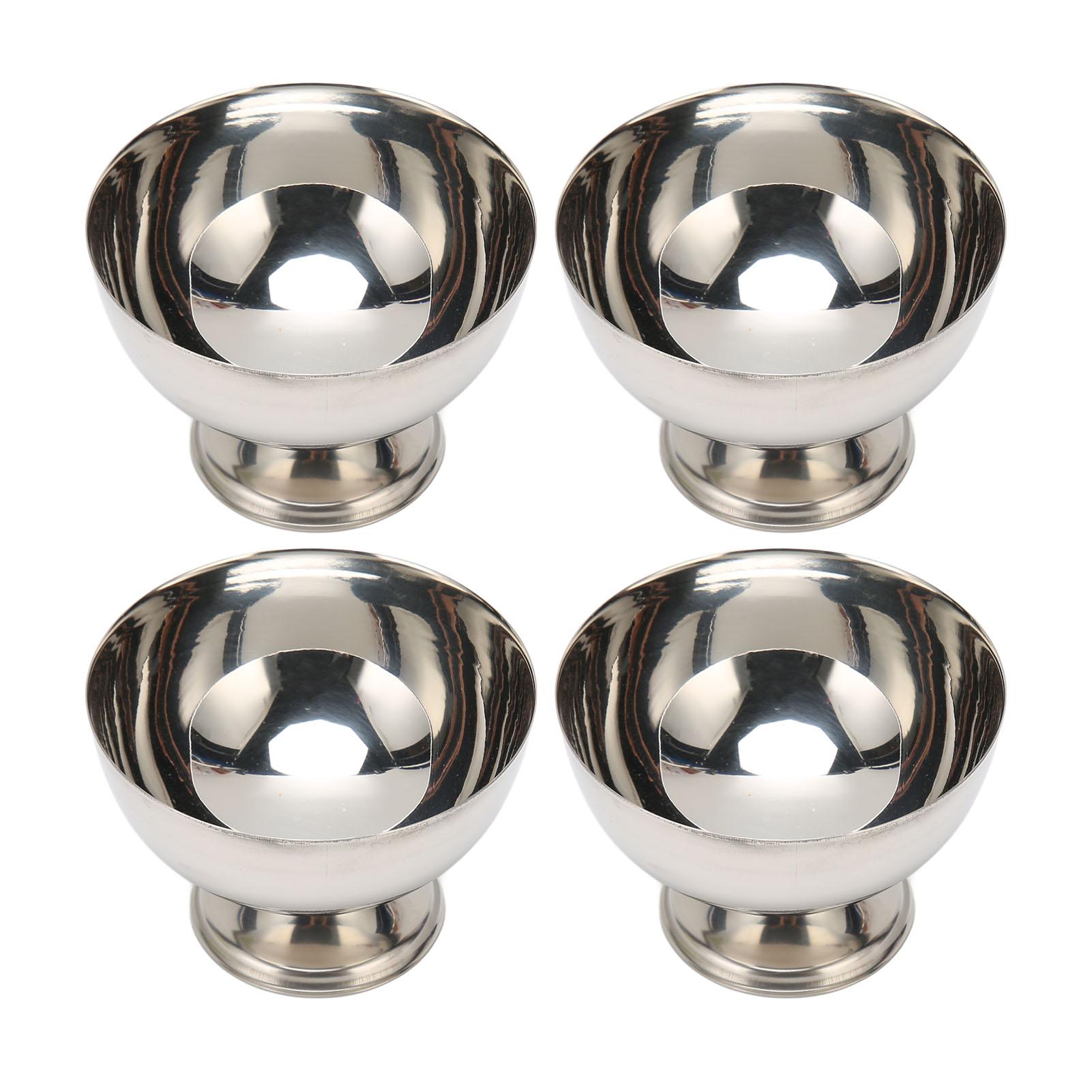 

4 шт. миски для мороженого на ножках из нержавеющей стали, многоразовые десертные стаканчики для вечеринки с фруктами и мороженым L(for 6.5-9kg)