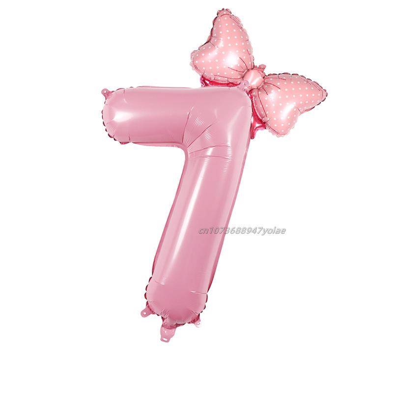32 Inch Birthday Number Ballons New Girls Princess Birthday Pink Bownot Balloons Wedding Party Ballons Jumbo Number Balloon