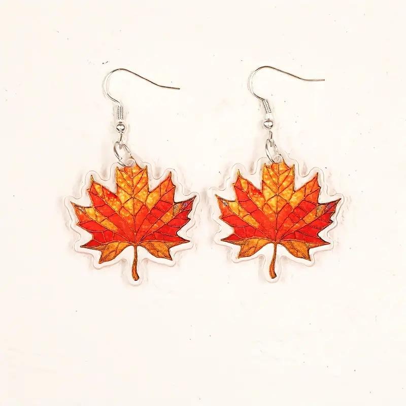 Cross-border New Autumn Maple Leaf Earrings, Flat Acrylic, Thanksgiving Atmosphere In Europe and America, Leaf Earrings Jewelry