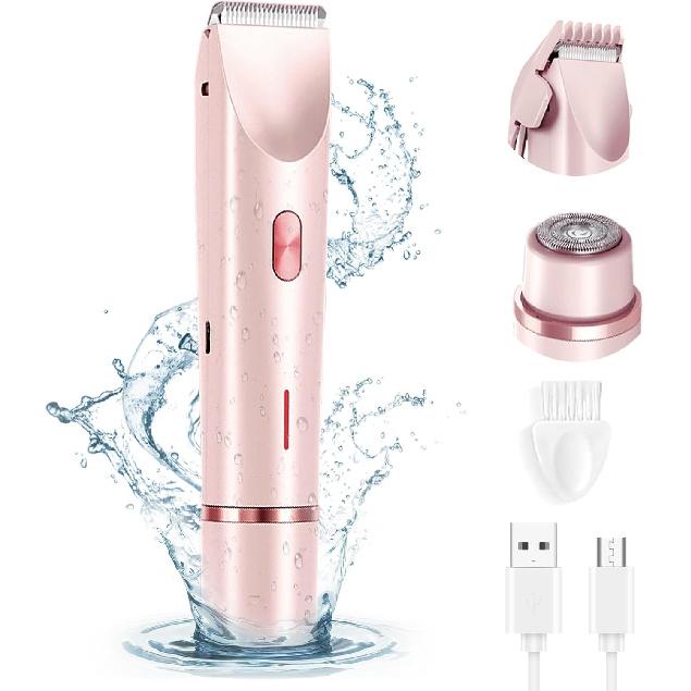 2025 New 2-in-1Women's Body Shaver, Head Bikini Trimmer Rechargeable Eletctric Shaver for Women, IPX7 Waterproof Wet and Dry Hair Trimmer for Facial