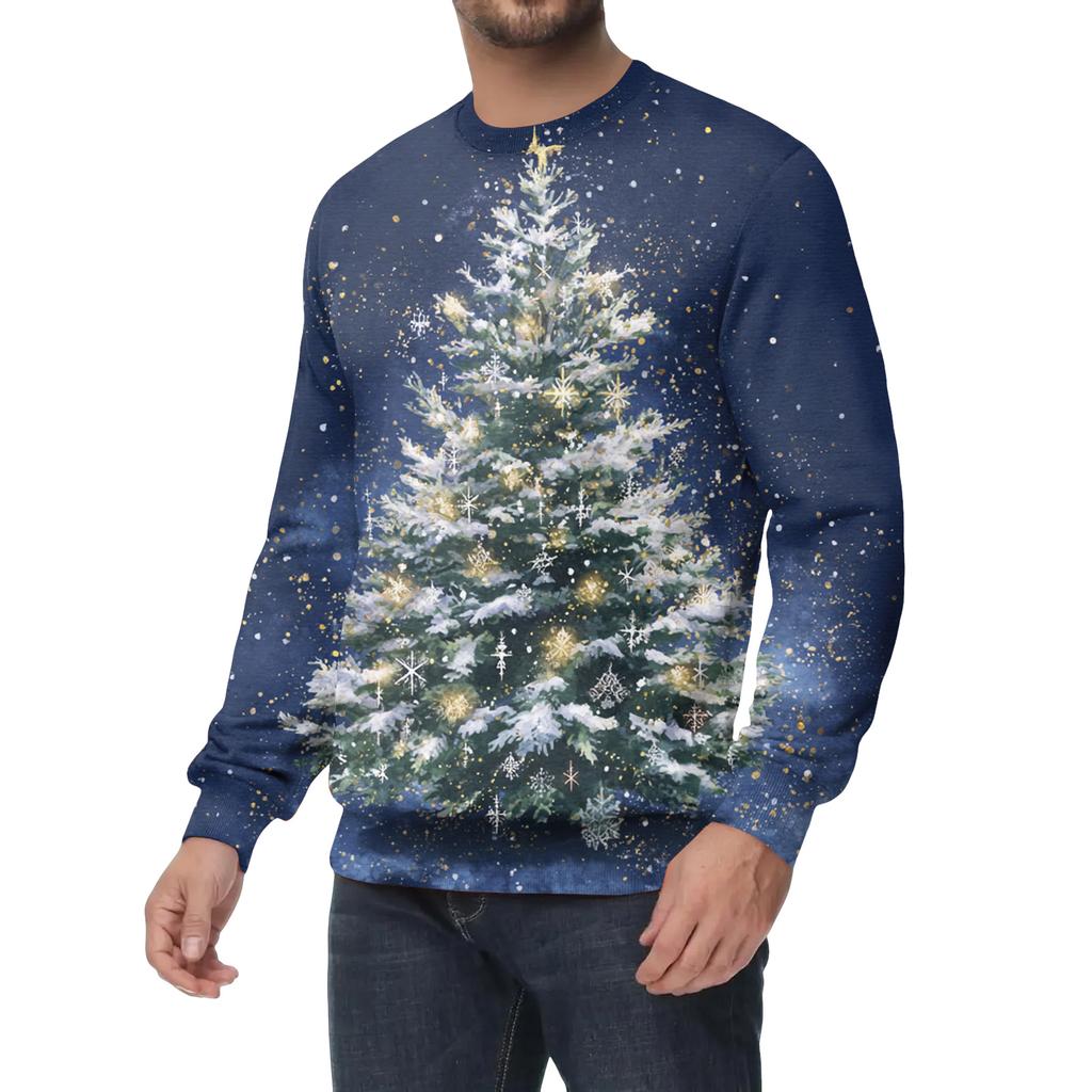 Men's Casual Fashion Printed Round Neck Pullover Sweatshirt