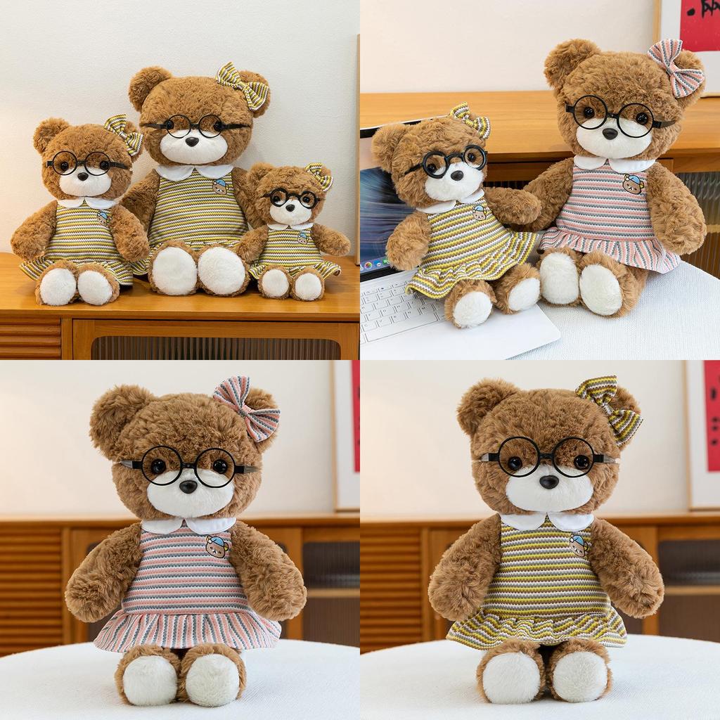 Peluche Orsacchiotto Con Occhiali Bambini Bambola Morbida Per Bambini