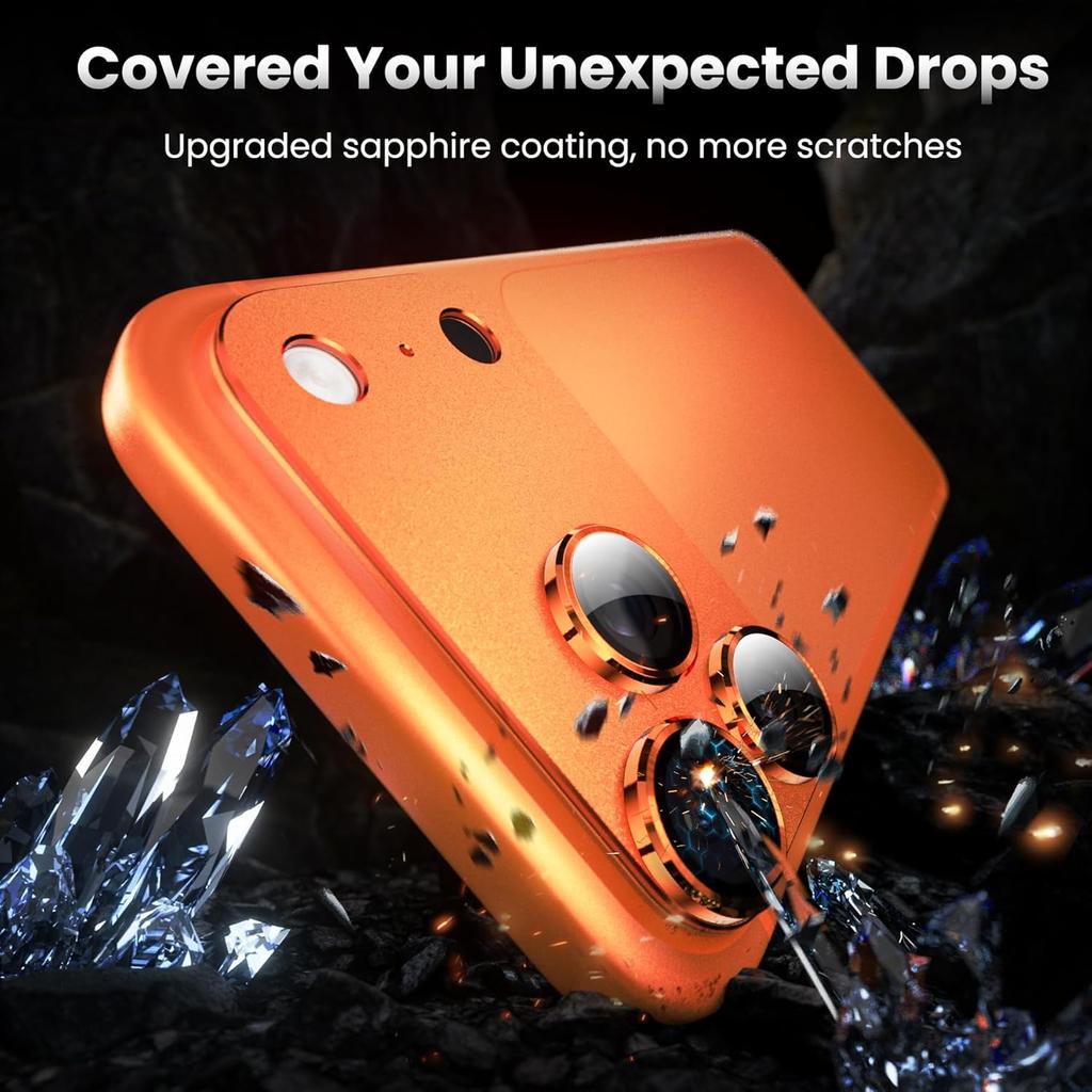 Orange Kameraobjektivschutzabdeckung für iPhone 17 Pro Max Air 16 Plus 15 14 13 17Pro iPhone17 16Pro Metall Gehärtetes Glas Handy-Schutzzubehör