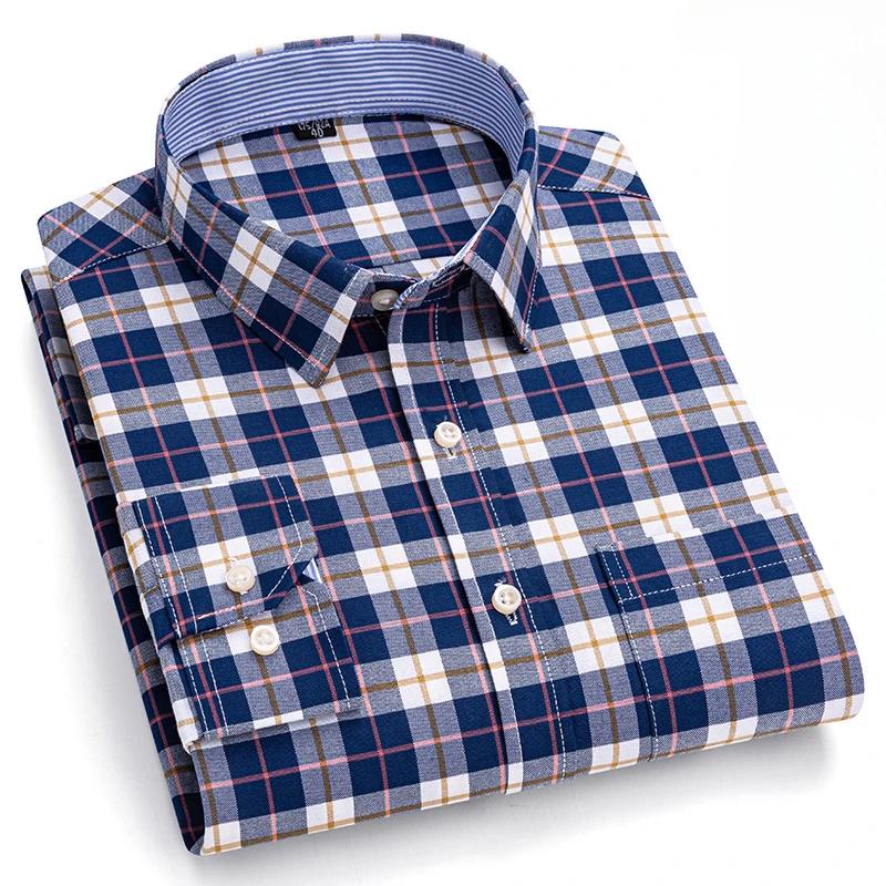 New In Shirt Plus Size 7XL Long-sleeve Shirts for Men 100%cotton Oxford Slim Fit Formal Plain Shirt Fashion Korean Plaid Clothes