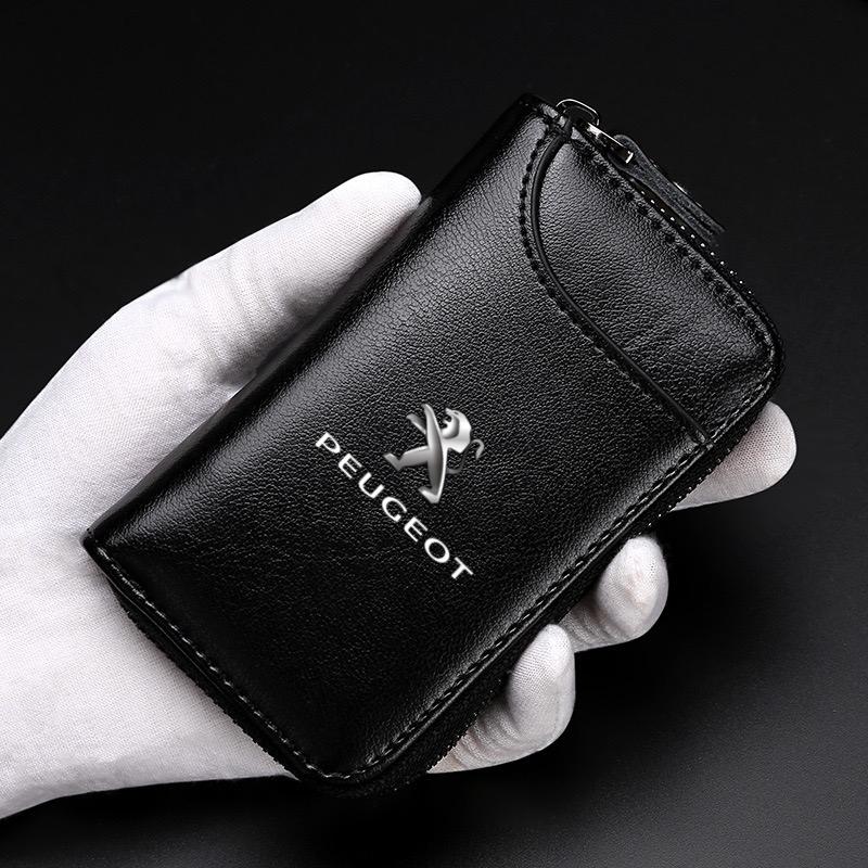 Genuine Leather KeyChain Multifunction Wallet Car Key Case Keys Pouch For Peugeot 208 207 308 f 206 307 407 2008 3008 5008 Rcz 508