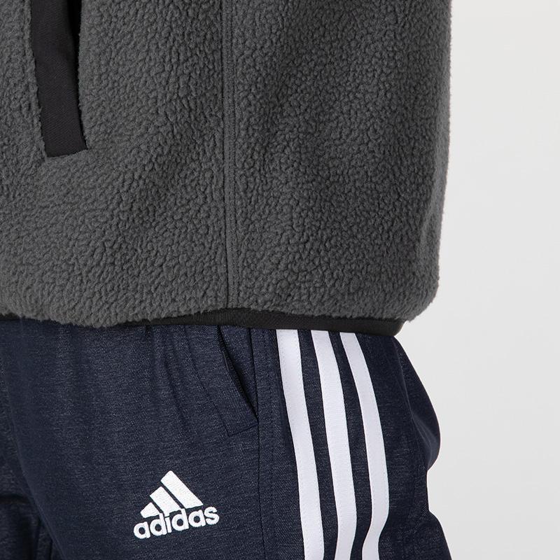 Adidas FCB LS FLC Jacket Sport Casual Stand Collar Stripe Windproof Outerwear Men Jacket Grey HF1343