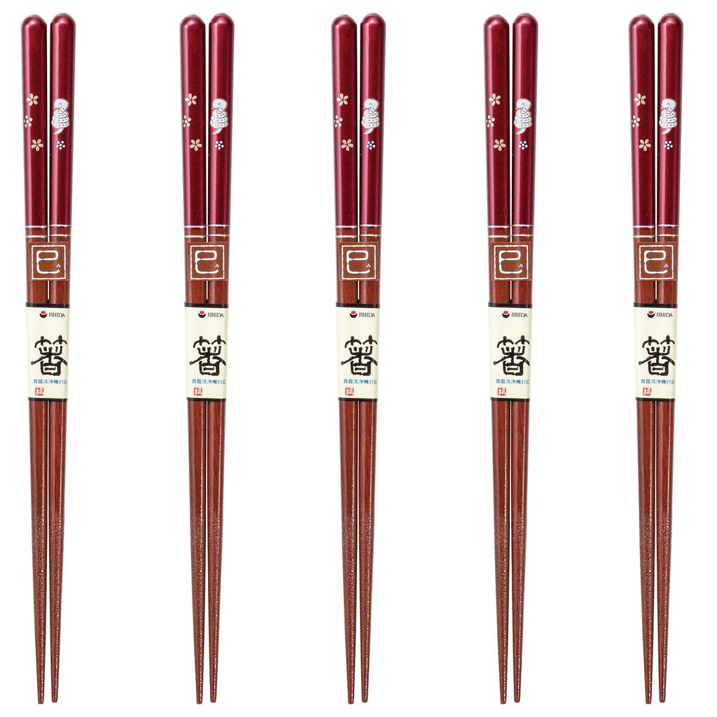 Happy Set of Made of Dishwasher Made In PID7526 J-kitchens Chopsticks, 5, Wood, Safe, Japan,