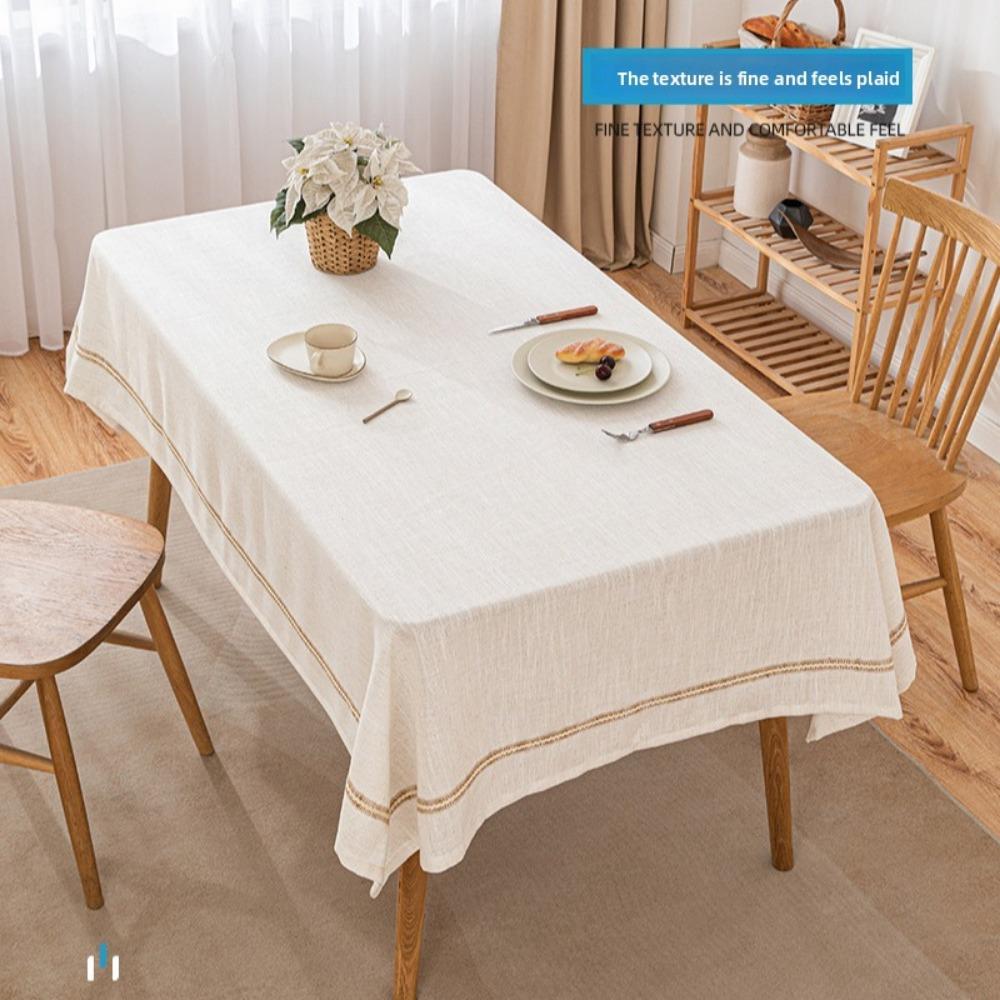 White Simple Table Cover Linen Dining Table Cloth Ins Style Coffee Table Mat Cotton Linen Look