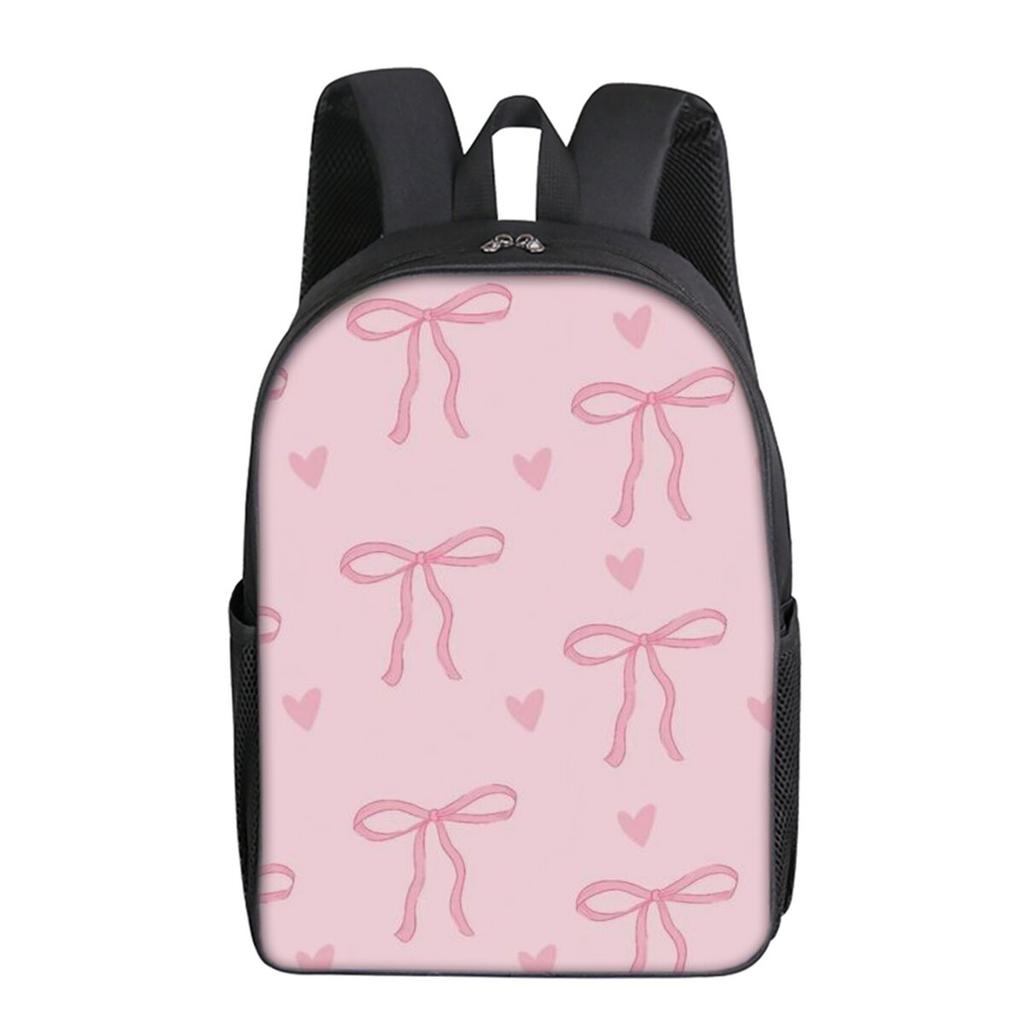 Bow Print Single Layer Backpack Simple Style for Boys/Girls Children Best Gifts 2D Flat Cartoon School Bags