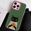 Cute Coffee Cat Jelly Double layer Rose Red Mobile Phone Case for iPhone 17 16 15 14 13 12 11 Air Pro Max Plus Protective