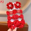 8Pcs/Set Kids Red Bows Hair Clips For Baby Girls Handmade Ribbon Bowknots Hairpins Barrettes  Year Christmas Hair Accessories