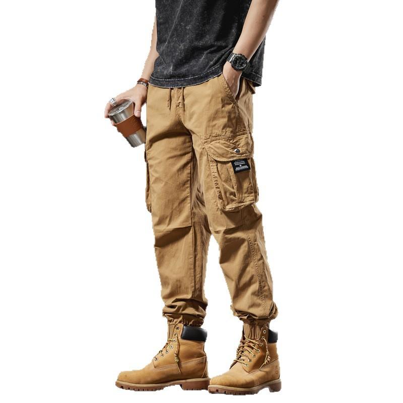 Spring New Style Loose Foot Loose Outdoor Casual Solid Color Pants American Retro Motorcycle Work Pants Men