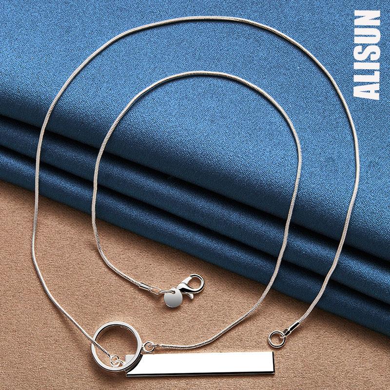 925 Sterling Silber Rechteckige Ring Halskette Modischer Hochzeitsschmuck