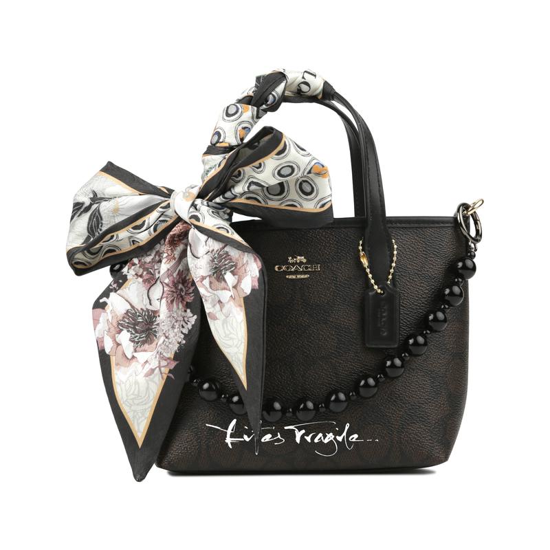 

COACH handbag [Customized bag] City 15 Jiuqi Mozhuyu Brand Logo Fashion Trend Artificial Leather Tote Bag Tote Bag Shopping Bag Mini magic beads чорний