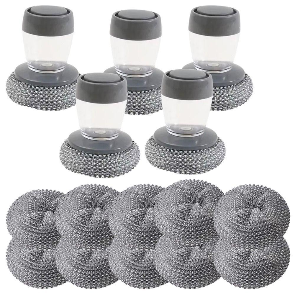 5Pcs Press Type Dish Cleaning Brush Creative Pot Brush Scrubber  Cleaning Tool