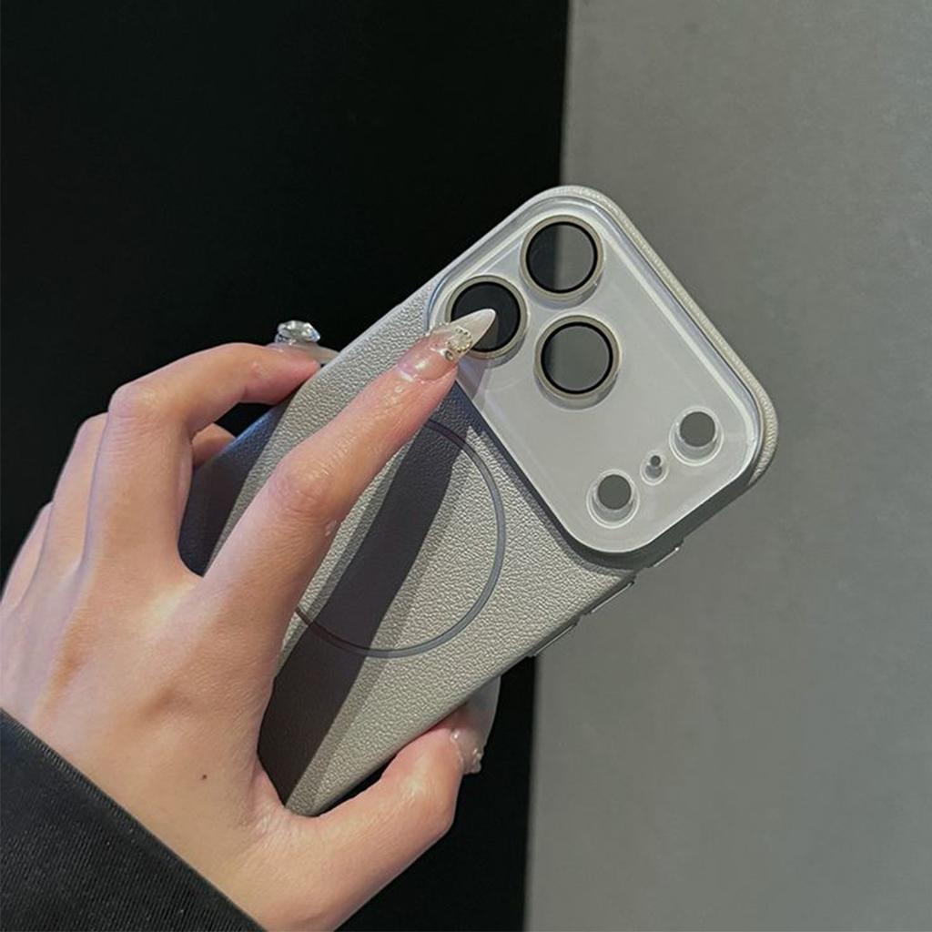 New Leather Texture Magnetic Phone Case for Apple 17PROMAX Anti Fingerprint Extremely Simple and Cute Color Magnetic Phone Case