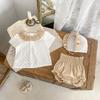 Summer New 0-3 Year Old Baby Clothing, Fashionable Baby Girl Set, Flower Embroidery Short Sleeved Top, Bread Pants