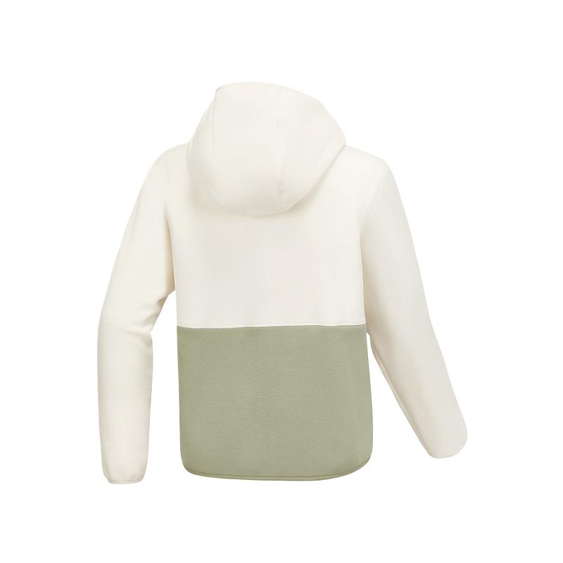 Skechers Basic Sports Series Color Block Comfortable Warm Windproof Fleece Jacket Women Outerwear Cream Off-White P424W124-00NA