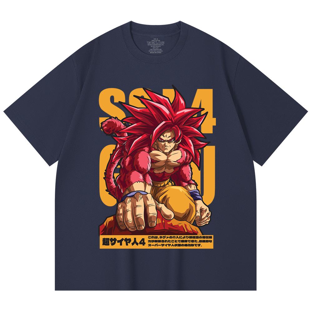 

230 Gsm 100% Cotton Dragon Ball V42 Goku SSJ4 Print Unisex Heavy Cotton T Shirt M Темно-синій