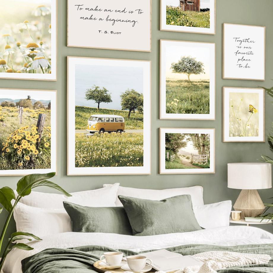 Sunflower Daisy Lemon Tree Car Butterfly Wall Art Canvas Painting Nordic Posters And Prints Wall Pictures For Living Room Decor