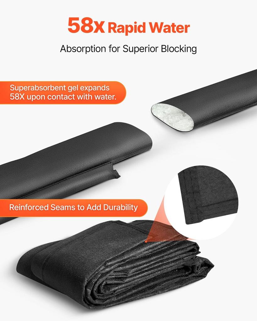 Flood Barrier, 8 Pack, 480 X 435 Mm Flood Bags Activated by Water, Reusable Water Absorbent Barrier, Sandless Sandbags Blockage, Flooding Prevention