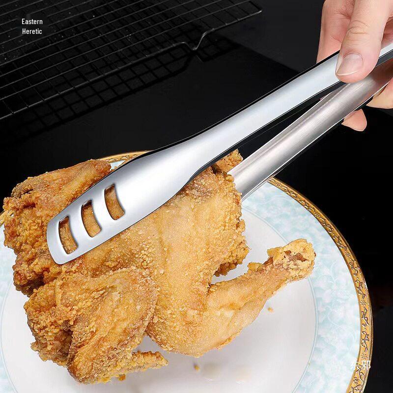304 Stainless Steel Heat-Resistant Kitchen Tongs for Grilling, Frying, and Baking