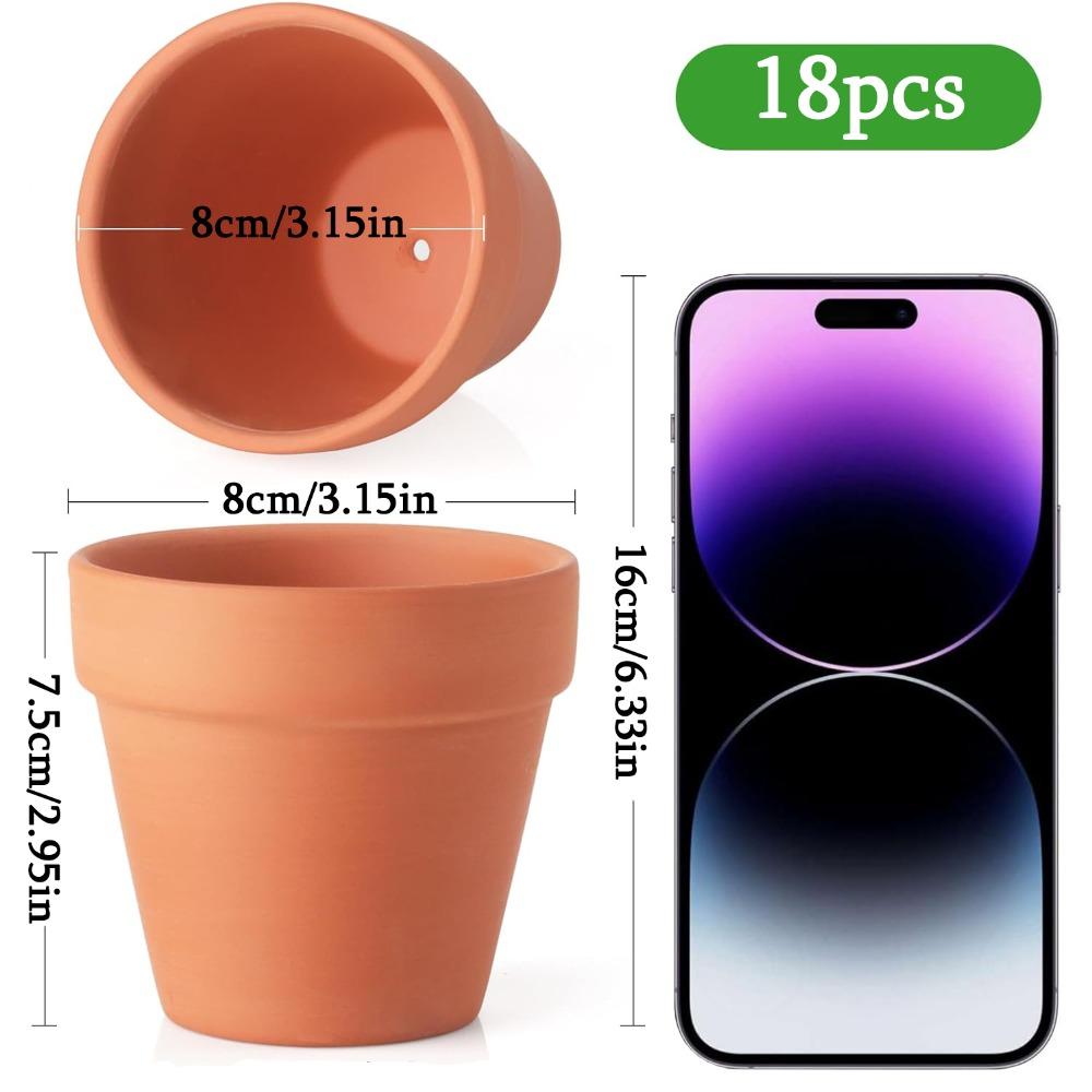 18pcs Terra Cotta Clay Flower Pots Terracotta Plant Pots Terra Cotta Planter with Drainage Holes Indoor Mini Planters Planter Nursery Pots 18pcs